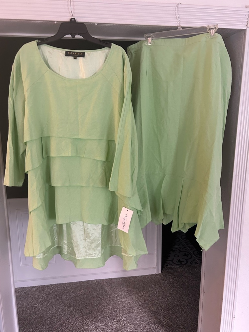 La Belle Mint Green Layered tunic and skirt